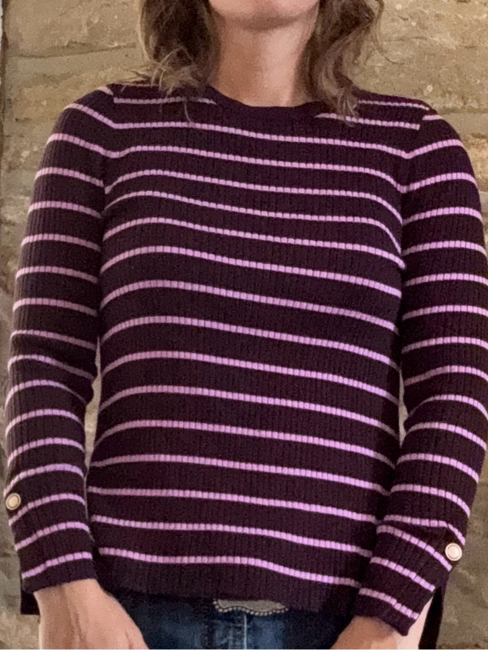 Striped Purple and Lavender Crewneck Long Sleeve